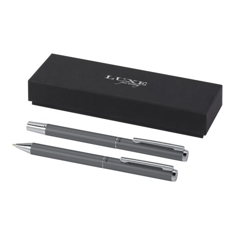 Lucetto recycled aluminium ballpoint and rollerball pen gift set Standard | Grey | Not applicable | No Branding | not available | not available