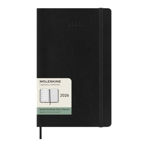 Moleskine soft cover 12 month weekly L planner Standard | Solid black | No Branding | not available | not available