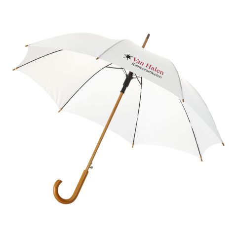 Kyle 23&quot; auto open umbrella wooden shaft and handle Standard | White | No Branding | not available | not available | not available