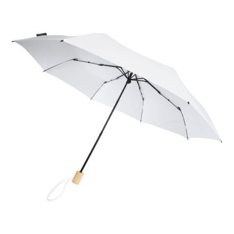 Birgit 21'' foldable windproof recycled PET umbrella Standard | White | Not applicable | No Branding | not available | not available | not available