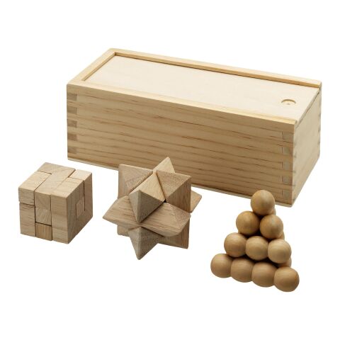 Brainiac 3-piece wooden brain teaser set Standard | Natural | No Branding | not available | not available