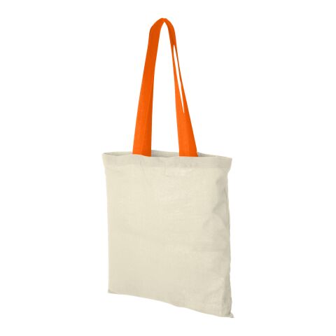 Nevada 100 g/m² cotton tote bag coloured handles Standard | Natural-Orange | not available | No Branding | not available | not available | not available