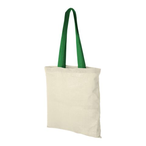 Nevada 100 g/m² cotton tote bag coloured handles Standard | Natural-Bright green | not available | No Branding | not available | not available | not available