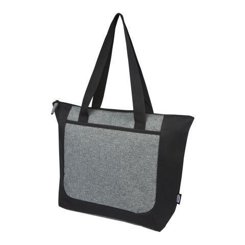 Reclaim GRS recycled two-tone zippered tote bag 15L Standard | Solid black-Heather grey | Not applicable | No Branding | not available | not available | not available