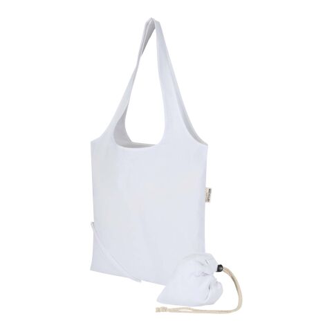 Madras Blend 140 g/m² GRS recycled foldable cotton tote bag 7L White