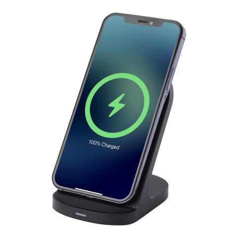Loop 15W dual coil RCS recycled plastic wireless charging stand Standard | Solid black | No Branding | not available | not available