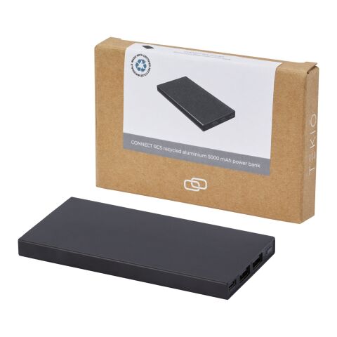 Connect 5000 mAh RCS recycled aluminium power bank Standard | Solid black | No Branding | not available | not available