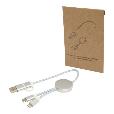 Alasia 5-in-1 recycled aluminium and plastic 30 cm data sync and 27W fast charge cable Standard | Silver | not available | No Branding | not available | not available