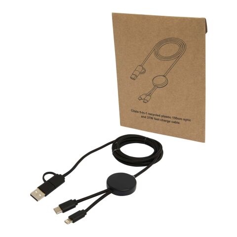 Citala 5-in-1 recycled plastic 150 cm data sync and 27W fast charge cable Standard | Black | No Branding | not available | not available