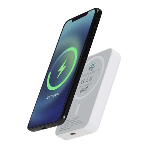 Acrab 5000 mAh 15W magnetic wireless power bank with 20W PD - made from recycled plastic Standard | White | No Branding | not available | not available