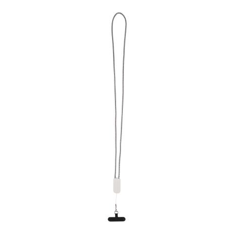 Anser recycled plastic smartphone lanyard with 27W 5-in-1 built-in cable Standard | White | No Branding | not available | not available