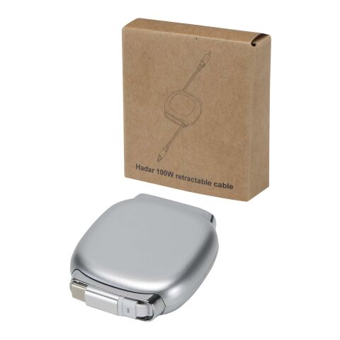 Alphard 100W recycled plastic retractable CarPlay PD fast charging cable Silver
