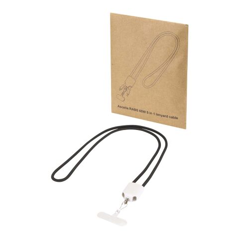 Ion 65W 5-in-1 recycled plastic lanyard charging cable White