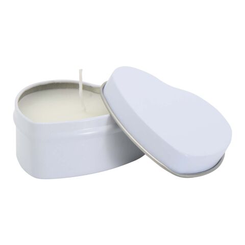 Blissful heart-shaped tin candle with vanilla aroma White | No Branding | not available | not available