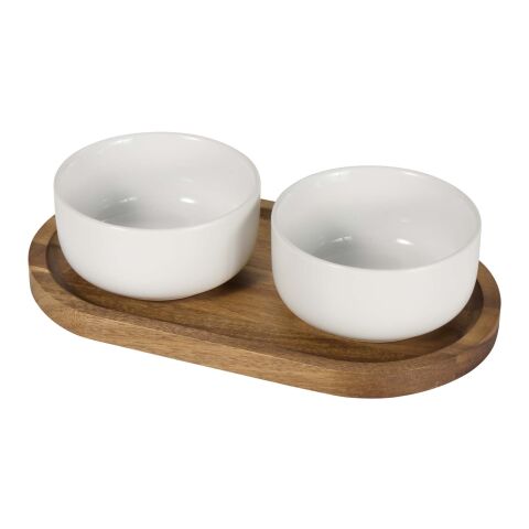 Noa wooden tray and ceramic serving bowls set Standard | White | No Branding | not available | not available