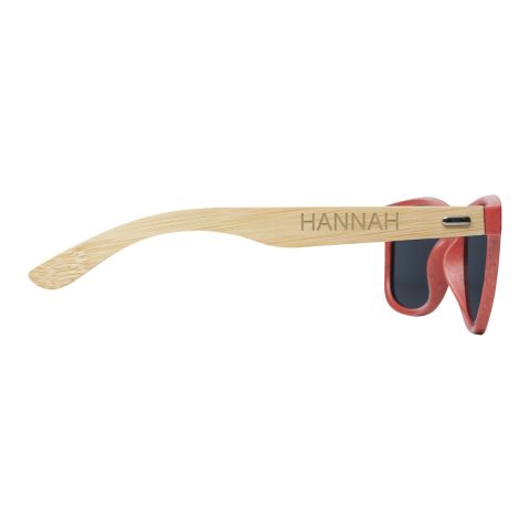 Sun Ray bamboo sunglasses Standard | Red | 1-color Pad Print | left temple | 50 mm x 7 mm