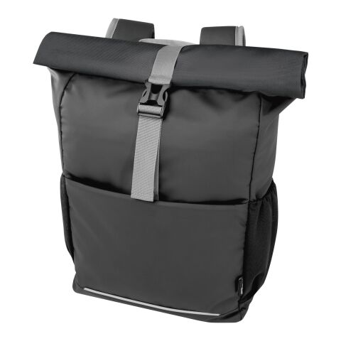 Aqua 15&quot; GRS recycled water resistant roll-top bike bag 20L Standard | Solid black | No Branding | not available | not available | not available