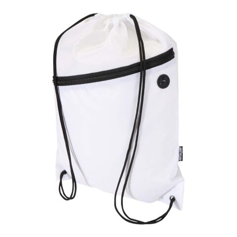 Oriole RPET drawstring bag with zipped front pocket 5L White