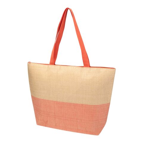 Rhythm straw paper large zipped tote bag 21L Brick