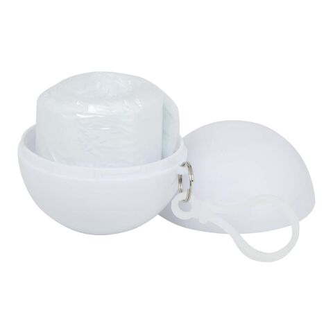 Fog poncho in round plastic container with carabiner White