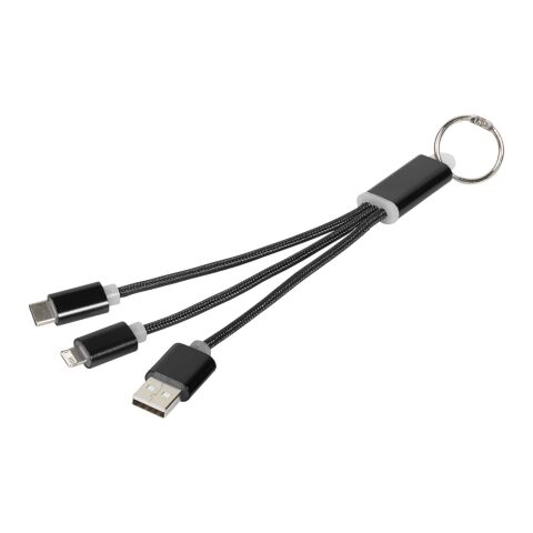 Metal 3-in-1 charging cable with keychain Standard | Black | not available | No Branding | not available | not available