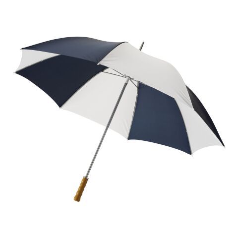 Karl 30" golf umbrella with wooden handle Standard | Navy-White | not available | No Branding | not available | not available | not available