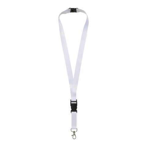 Balta recycled PET lanyard with safety buckle Solid black-White | 10mm | Sublimation | all over, front | 10 mm x 900 mm