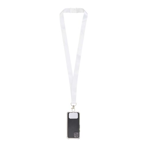 Addie sublimation RPET lanyard with phone holder and safety breakaway white-white | 10mm | No Branding | not available | not available