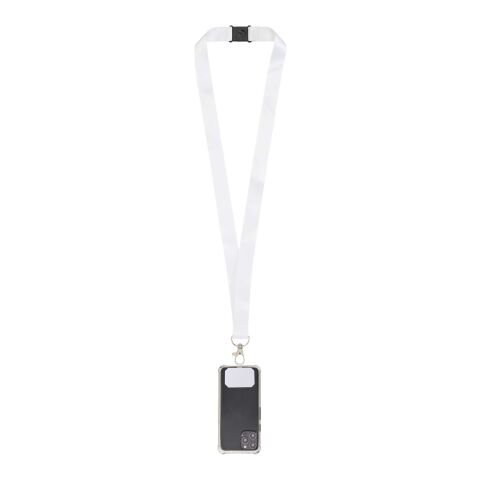 Addie sublimation RPET lanyard with phone holder and safety breakaway Solid black-White | 20mm | No Branding | not available | not available