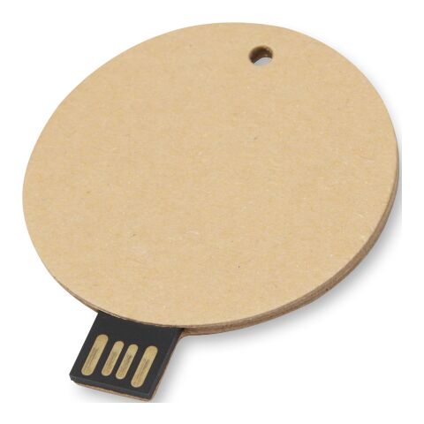 Round recycled paper USB 2.0 Kraft brown | No Branding | not available | not available | 1 GB