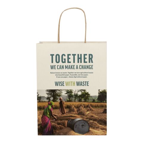 Agricultural waste 150 g/m2 paper bag with twisted handles - medium Off white | No Branding | not available | not available