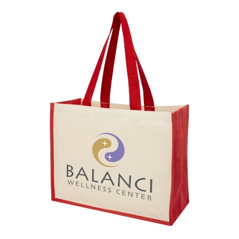 Varai 320 g/m² canvas and jute shopping tote bag Red | not available