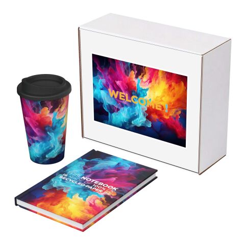 Keswick recycled gift set – Novella Brontë notebook and Americano tumbler White