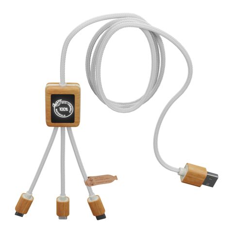SCX.design C39 3-in-1light-up logo charging cable with squared casing White | No Branding | not available | not available