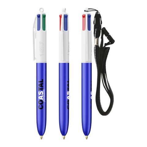 BIC® 4 Colours Glacé with Lanyard White-blue