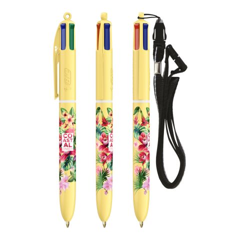 BIC® 4 Colours® Pastel + Lanyard Yellow