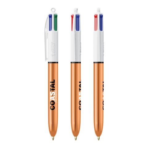 BIC® 4 Colours Shine ballpen + Lanyard White-White/Rose Gold(2) | No Branding | not available | not available