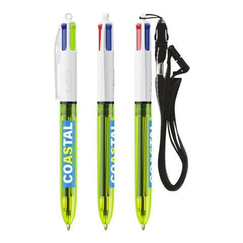 BIC® 4 Colours Fluo ballpen + lanyard Yellow