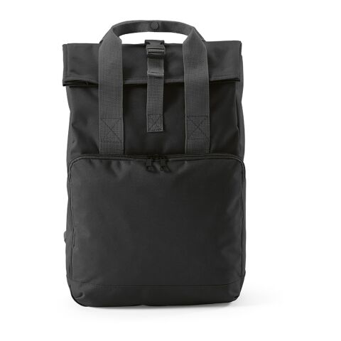 Warsaw Backpack 20L rPET. Roll top and buckle closure Solid black | No Branding | not available | not available | not available