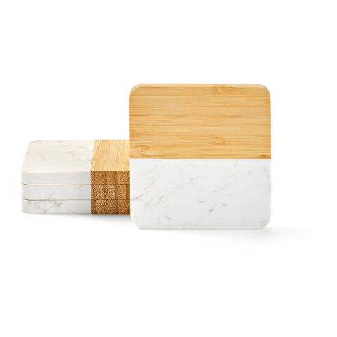 Kahlo Coasters Marble and Bamboo. Set of 4 Natural | No Branding | not available | not available | not available