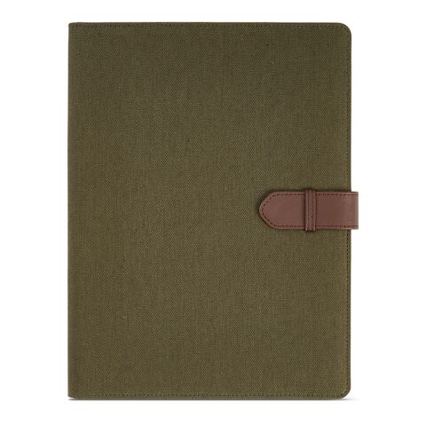 Eliot A4 Folder rCotton. 64 FSC sheet notepad and rPU closure Army green | No Branding | not available | not available | not available