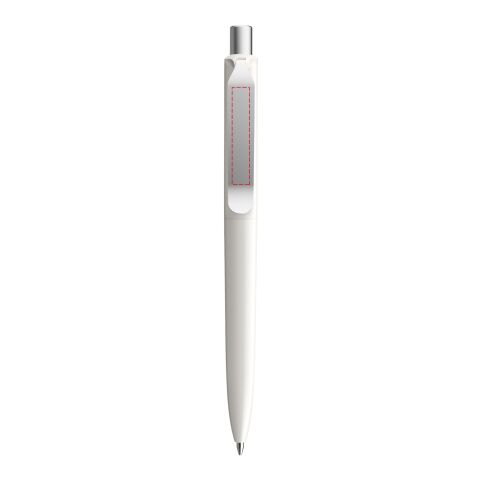 Prodir DS8 push ballpoint pen polished with metal clip white-silver | Without Branding | Blue