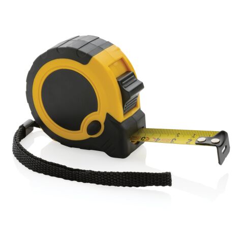 5M/19 mm measuring tape with stop button, RCS-recycled plastic yellow-black | No Branding | not available | not available