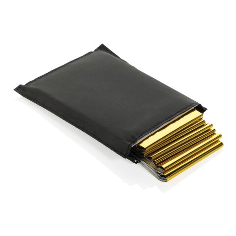 Solra emergency blanket in RCS recycled RPET pouch black | No Branding | not available | not available