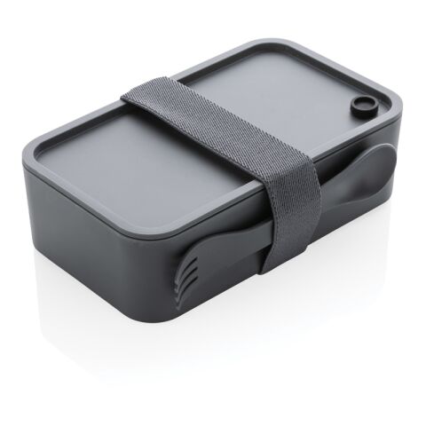 PP lunchbox with spork anthracite | No Branding | not available | not available