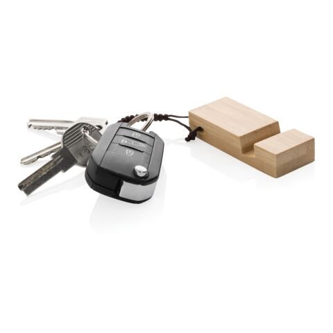 Imprinted Standkey bamboo keychain phone stand allbranded