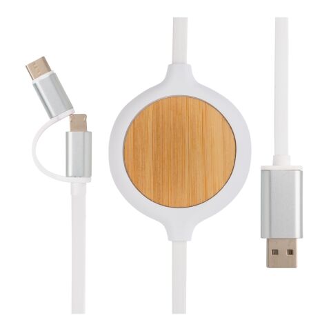 3-in-1 cable with 5W bamboo wireless charger White | No Branding | not available | not available