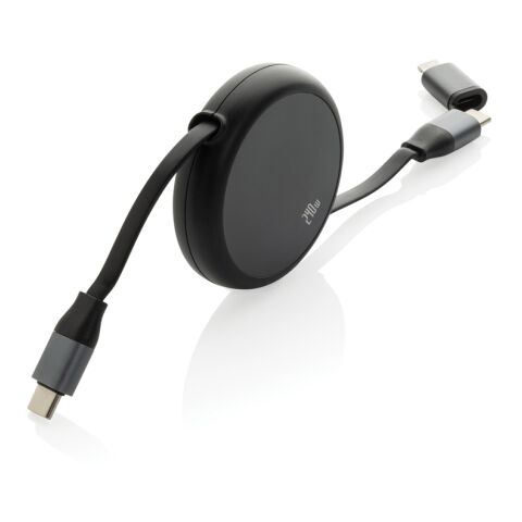 Terra RCS recycled aluminium retractable 240W 2-in-1 cable black | No Branding | not available | not available