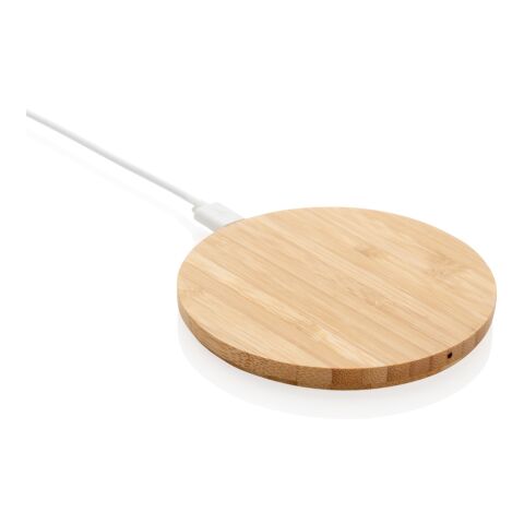 FSC®certified bamboo 5W wireless charger round brown | No Branding | not available | not available