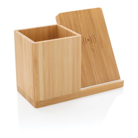 Calgary FSC® bamboo 10W wireless charger brown | No Branding | not available | not available